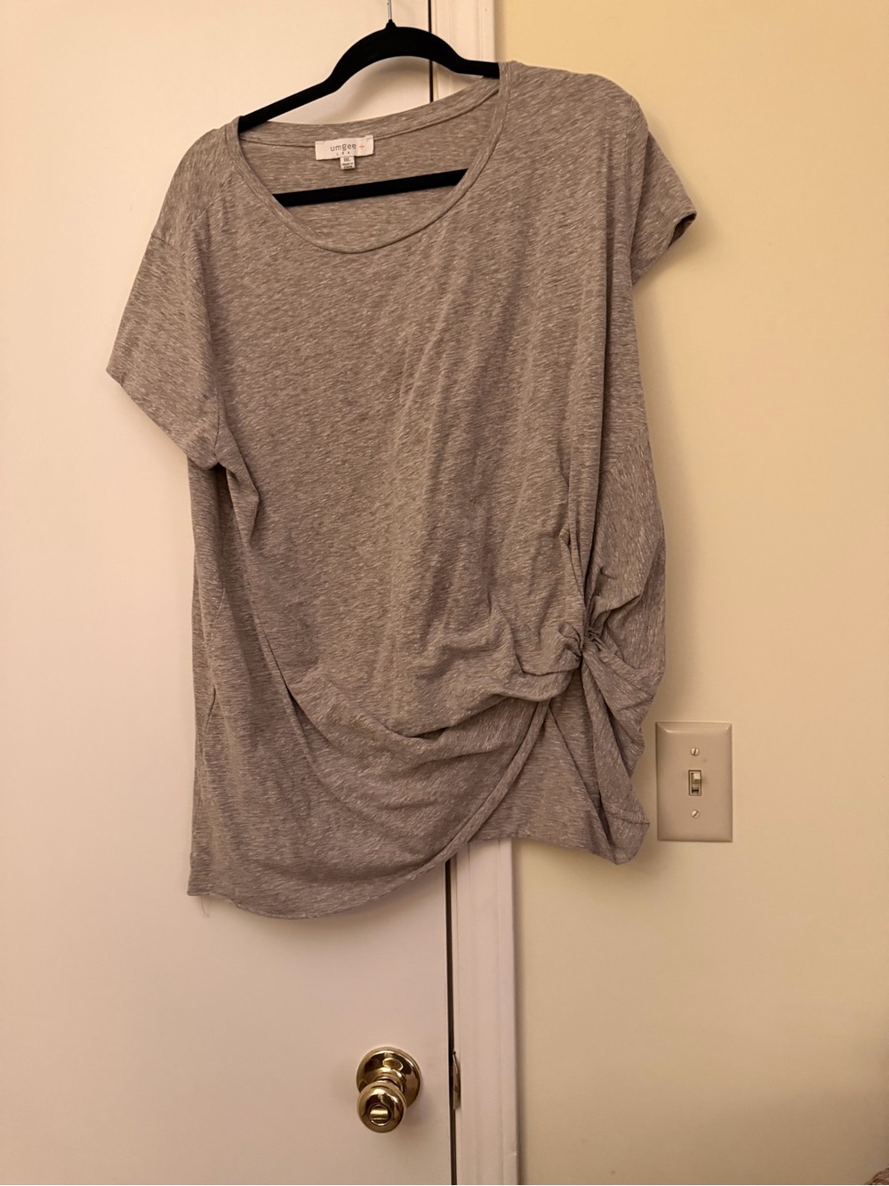 Umgee Twist Side Short Sleeve Tee - Gray